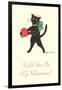 Black Cat with Heart-null-Framed Art Print
