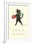 Black Cat with Heart-null-Framed Art Print