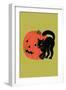 Black Cat with Jack-O-Lantern-null-Framed Art Print