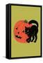 Black Cat with Jack-O-Lantern-null-Framed Stretched Canvas