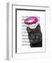 Black Cat with Pink Angel Halo-Fab Funky-Framed Art Print