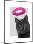 Black Cat with Pink Angel Halo-Fab Funky-Mounted Art Print