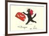 Black Cat with Suitcase, French Greetings from Nice-null-Framed Premium Giclee Print