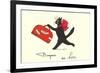Black Cat with Suitcase, French Greetings from Nice-null-Framed Premium Giclee Print