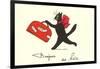 Black Cat with Suitcase, French Greetings from Nice-null-Framed Art Print