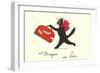 Black Cat with Suitcase, French Greetings from Nice-null-Framed Art Print