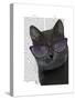 Black Cat with Sunglasses-Fab Funky-Stretched Canvas