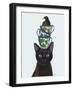 Black Cat with Teacups and Blackbird-Fab Funky-Framed Art Print