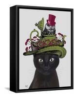 Black Cat with Teapot and Owl-Fab Funky-Framed Stretched Canvas