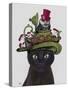 Black Cat with Teapot and Owl-Fab Funky-Stretched Canvas