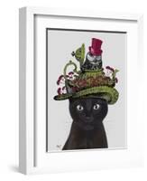 Black Cat with Teapot and Owl-Fab Funky-Framed Art Print