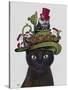 Black Cat with Teapot and Owl-Fab Funky-Stretched Canvas