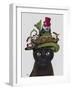 Black Cat with Teapot and Owl-Fab Funky-Framed Art Print