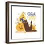 Black Cats Only - Lettering Quote Concept for Happy Halloween Tee Shirt Print Template, Pumpkin Cha-Svetlana Shamshurina-Framed Photographic Print