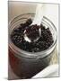 Black Caviar in Jar with Mother-Of-Pearl Spoon-null-Mounted Photographic Print