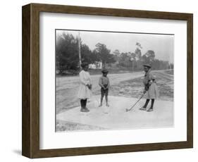 Black Children Playing Golf Photograph-Lantern Press-Framed Art Print