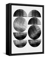 Black Circle and Half Circles-Eline Isaksen-Framed Stretched Canvas