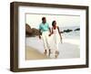 Black Couple Walking Together on the Beach-Bill Bachmann-Framed Photographic Print