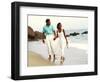 Black Couple Walking Together on the Beach-Bill Bachmann-Framed Photographic Print