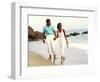 Black Couple Walking Together on the Beach-Bill Bachmann-Framed Photographic Print