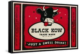 Black Cow Drink Label-null-Framed Stretched Canvas