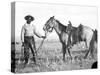 Black Cowboy and Horse, C.1890-1920-null-Stretched Canvas