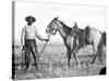 Black Cowboy and Horse, C.1890-1920-null-Stretched Canvas