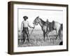 Black Cowboy and Horse, C.1890-1920-null-Framed Photographic Print