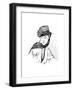 Black Crêpe Hat with Silk Chrysanthemum and Mourning Veil, 1915-null-Framed Giclee Print