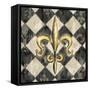 Black Diamond Fleur de Lys I-Hugo Edwins-Framed Stretched Canvas