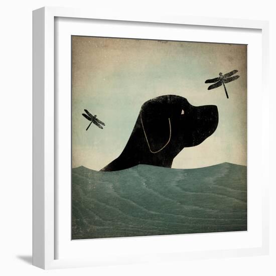 Black Dog Swim-Ryan Fowler-Framed Art Print