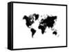 Black Dotted World Map-NaxArt-Framed Stretched Canvas