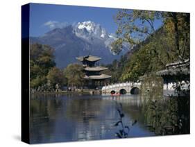 Black Dragon Pool Park with Bridge and Pagoda, Lijiang, Yunnan Province, China-Traverso Doug-Stretched Canvas