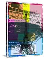 Black Eiffel Tower Paris in Green-Victoria Hues-Stretched Canvas