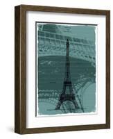 Black Eiffel Tower Paris in Light Green-Victoria Hues-Framed Giclee Print