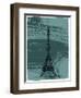 Black Eiffel Tower Paris in Light Green-Victoria Hues-Framed Giclee Print