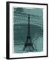 Black Eiffel Tower Paris in Light Green-Victoria Hues-Framed Giclee Print