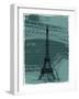 Black Eiffel Tower Paris in Light Green-Victoria Hues-Framed Giclee Print