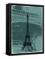 Black Eiffel Tower Paris in Light Green-Victoria Hues-Framed Stretched Canvas