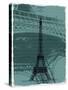 Black Eiffel Tower Paris in Light Green-Victoria Hues-Stretched Canvas