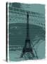 Black Eiffel Tower Paris in Light Green-Victoria Hues-Stretched Canvas