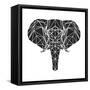 Black Elephant Polygon-Lisa Kroll-Framed Stretched Canvas