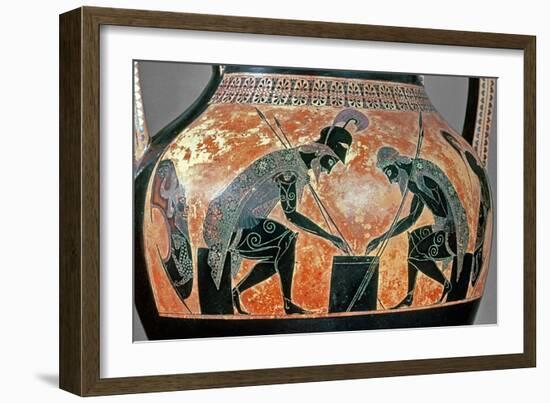 Black-Figure Amphora Depicting Ajax and Achilles, C.540 Bc-Exekias-Framed Giclee Print