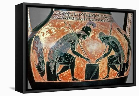 Black-Figure Amphora Depicting Ajax and Achilles, C.540 Bc-Exekias-Framed Stretched Canvas