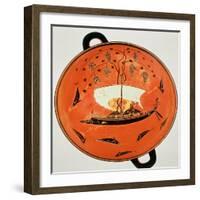 Black-Figure Kylix, Inside View Showing Dionysus in a Boat with a Vine, Exekias, Siren Painter-null-Framed Giclee Print