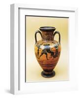 Black-Figure Pottery, Attic Amphora with Heracles and Lion-null-Framed Giclee Print