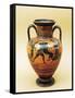 Black-Figure Pottery, Attic Amphora with Heracles and Lion-null-Framed Stretched Canvas