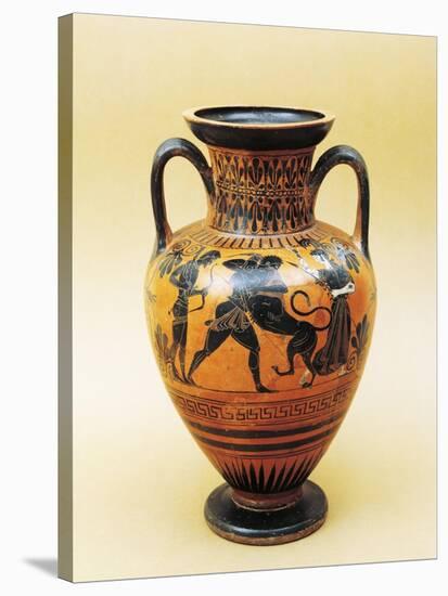 Black-Figure Pottery, Attic Amphora with Heracles and Lion-null-Stretched Canvas