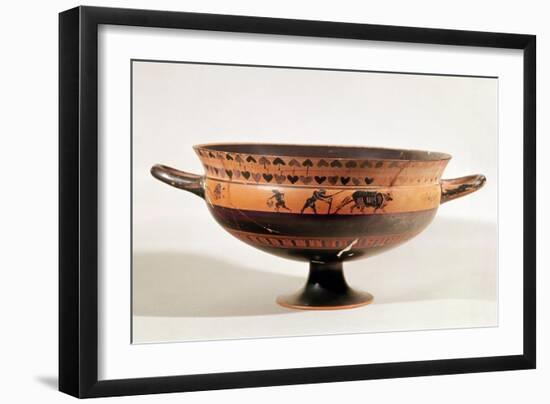 Black Figured Kylix of Ritual Ploughing, Possibly a Scene from the "Attic Thesmophoria"-null-Framed Giclee Print