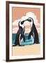 Black-Footed Penguins Kissing-Lantern Press-Framed Art Print